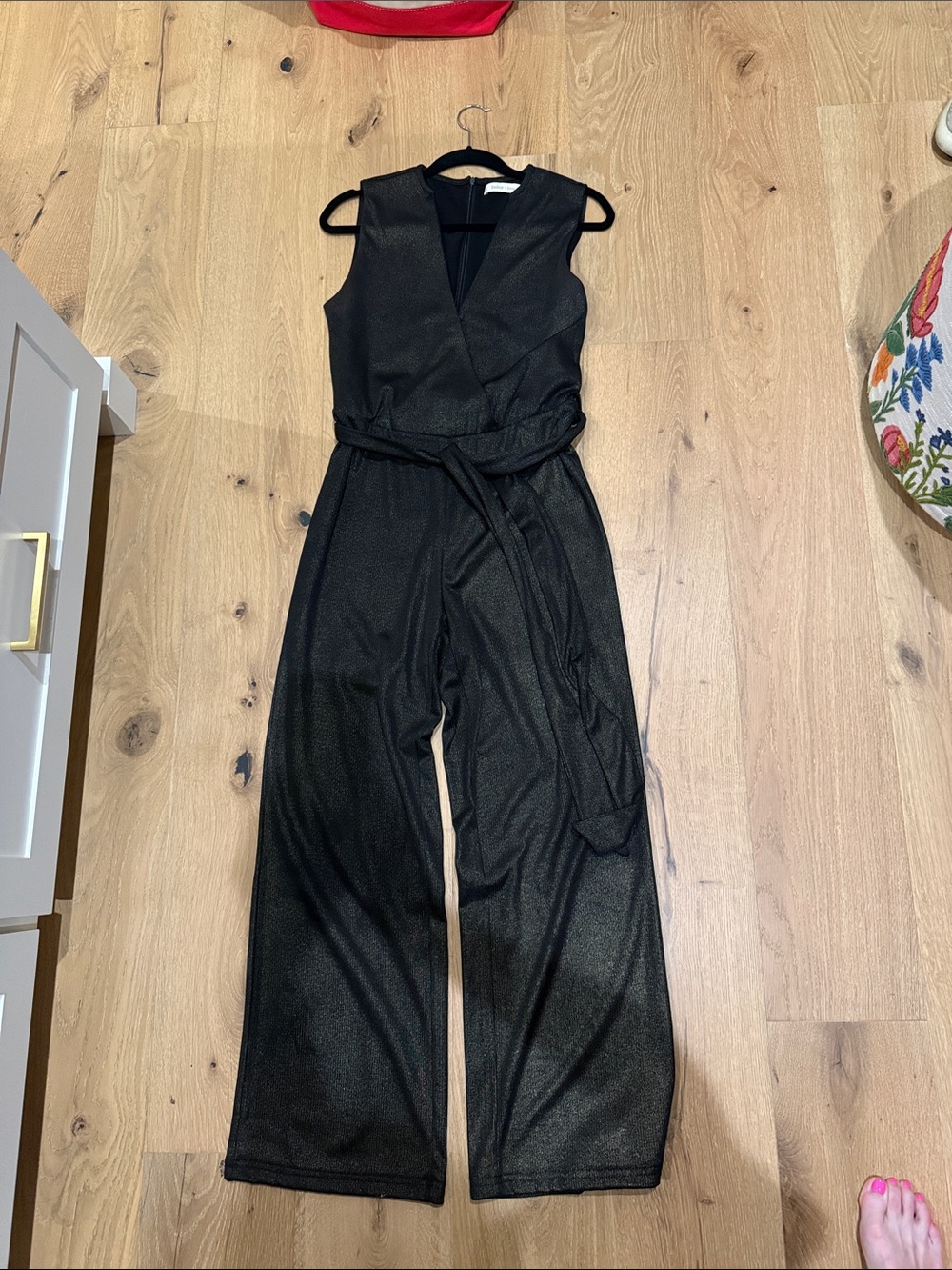 bishop + young Black Sleeveless Wrap Jumpsuit with Waist Tie